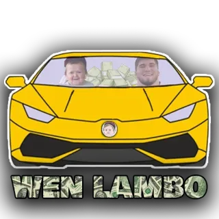 💣 WEN LAMBO voiture, argent, lambo, jaune, mème whatsapp sticker