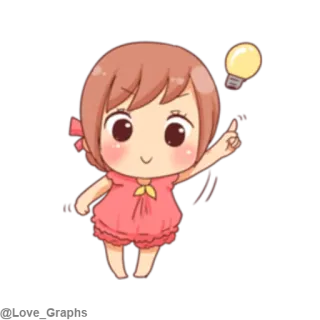 🙂 Chibi, Lindo, Bombilla, Idea, Dibujos animados, Chica, Anime, Kawaii telegram sticker