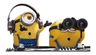 👀 Minions Despicable Me minions, dj, turntable, headphones, party, cartoon telegram sticker