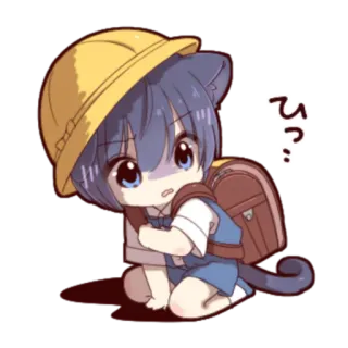 🍓 ひっ… Anime, Mangá, Orelhas de gato, Uniforme escolar, Chibi telegram sticker