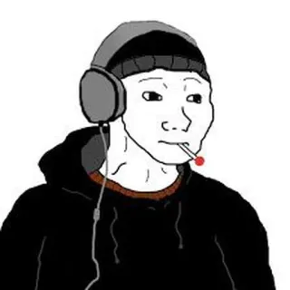 🎧 meme, wojak, headphones, smoking, character telegram sticker