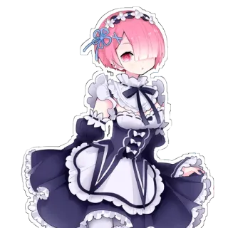 ❤ Ram Re:Zero Anime, Ram, Re Zero, Maid, Rambut pink, Lucu telegram sticker