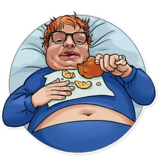 🍗 comida, alimento, perezoso, ilustración, persona, obeso telegram sticker