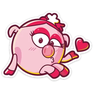 😘 sticker, cartoon, pink, character, heart, cute, kiss telegram sticker