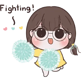 🥨 Fighting! incoraggiamento, carino, cartone animato, pon-pon, supporto, positivo, incoraggiamento telegram sticker
