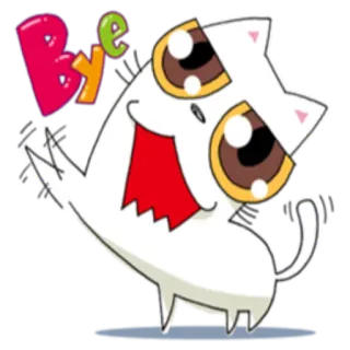 ✋ Bye kot, kreskówka, pa, do widzenia, machanie whatsapp sticker