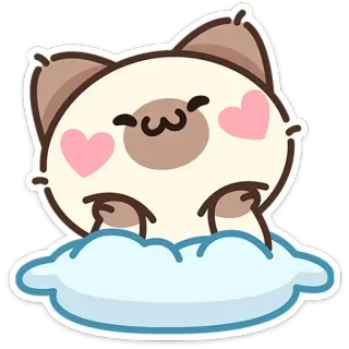 🐱 Katze, süß, Wolke, kawaii, Aufkleber, Herz, entzückend telegram sticker
