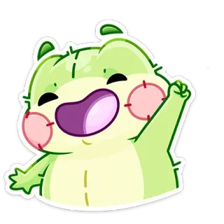 👋 Kreskówka, Zielony, Słodki, Postać, Uroczy, Maskotka telegram sticker