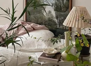 🐢 bedroom, interior, decoration, plant, lamp, bed telegram sticker