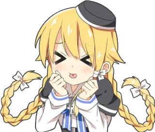 😝 สาวอนิเมะ, ผมบลอนด์, ลิ้น, การ์ตูน, น่ารัก, ผมเปีย telegram sticker