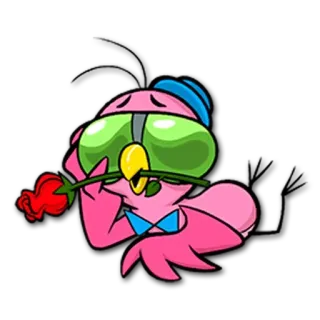 🌹 Cartoon, Figur, Rose, Rosa, Alien, Niedlich telegram sticker