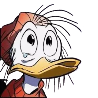 😢 Huey Duck anatra, cartone animato, piangere, triste, Disney, animazione, personaggio, Huey whatsapp sticker