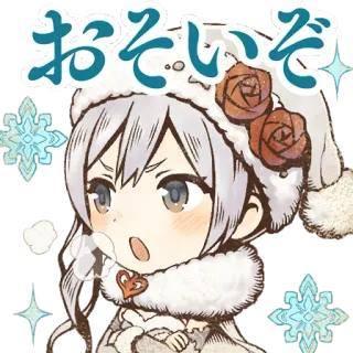 😤 おそいぞ anime, girl, snow, cute, winter, cartoon, japanese telegram sticker