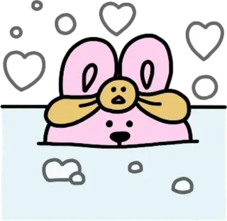 💬 귀여운, 토끼, 카와이, 하트, 분홍색 whatsapp sticker