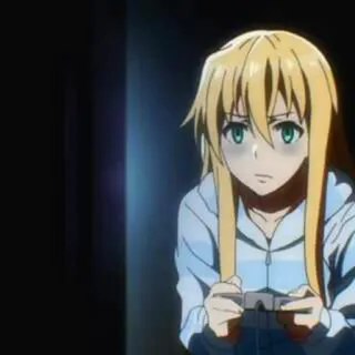 😨 Anime, Chica, Rubia, Gaming, Videojuego, Mando telegram sticker