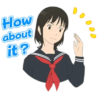 😗 How about it? 动漫, 问题, 女孩, 日本动漫, 姿势, 问候 telegram sticker