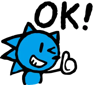 👍 OK! ok, thumbs up, blue, cartoon telegram sticker