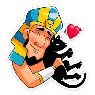 ❤️ faraón, egipcio, gato, amor, dibujos animados, pegatina whatsapp sticker