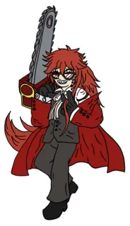 😤 Grell Sutcliff Black Butler Аниме, Бензопила, Красный, Жнец, Грелль, Black Butler telegram sticker