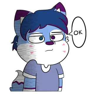 😐 OK cartoon, furry, character, ok telegram sticker