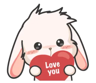 ❤ Love you thỏ, yêu, tim, dễ thương, tình cảm, chào telegram sticker