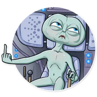 🖕 Alien, Doigt d'honneur, Offensant, Dessin animé telegram sticker