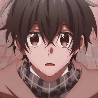 🦍 anime, sad, boy, portrait, cute, scarf telegram sticker