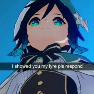 😋 Venti Genshin Impact I showed you my lyre pls respond venti, genshin impact, lyre, anime, game telegram sticker