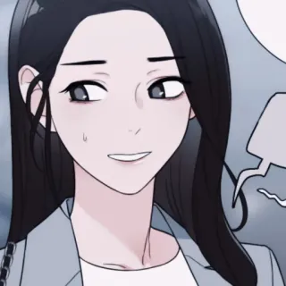 ✖️ vrouw, anime, cartoon, portret, personage, glimlach whatsapp sticker