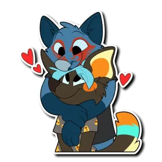 🤗 furry, hug, love, couple, anthropomorphic, cartoon, affection telegram sticker