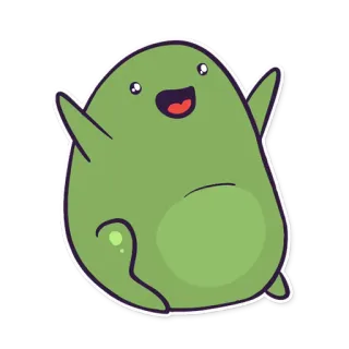 🤩 Blob, Lucu, Hijau, Kartun, Senang whatsapp sticker
