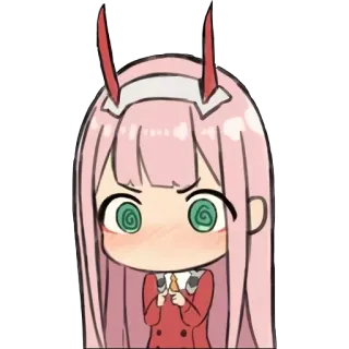😌 Zero Two Darling in the Franxx anime, zero two, darling in the franxx, chibi, cute telegram sticker