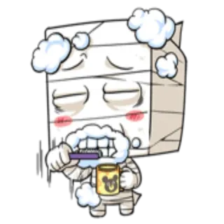 🧼 cartoon, character, toothbrush, morning, sleepy, towel telegram sticker