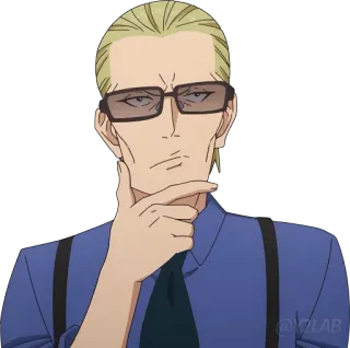🤔 anime, personagem, óculos, pensando, homem telegram sticker