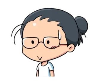 😅 卡通, 角色, 汗, 眼镜, 可爱, 人 telegram sticker