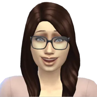 😃 sims, woman, glasses, portrait, smile, computer game, female telegram sticker