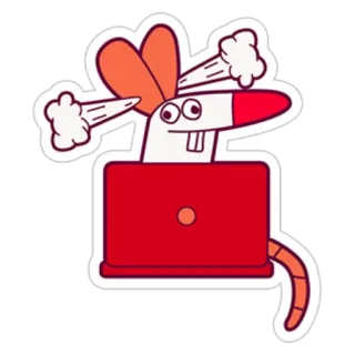 🤯 cartoon, animal, computer, rabbit, stressed, working, laptop whatsapp sticker