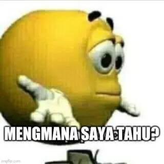 🤨 MENGMANA SAYA TAHU? Meme, Pergunta, Confuso, Malaio, Texto telegram sticker
