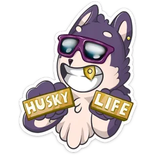 😎 HUSKY LIFE Husky, Hund, Tier, Sonnenbrille, Aufkleber, Cartoon telegram sticker