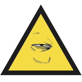 👀 meme, funny, warning sign, triangle, humor, face, emoji telegram sticker