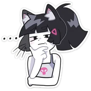 🤔 cartoon, anime, cat girl, thinking, kawaii, sticker telegram sticker