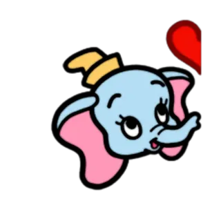 💟 Dumbo 덤보, 코끼리, 만화, 귀여운, 디즈니, 나는, 하트 telegram sticker