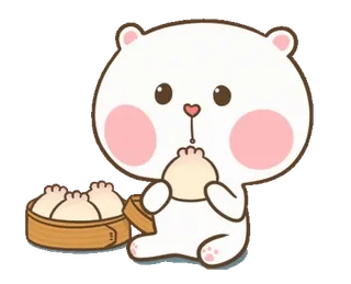 🥟 mignon, ours, ravioli, manger, dessin animé, animal, nourriture whatsapp sticker