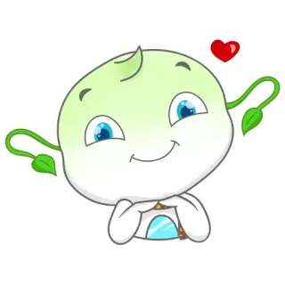 😕 lindo, dibujos animados, personaje, amigable, corazón, verde, sonriente telegram sticker