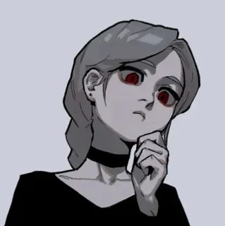 ⛓ 女性, ゴス, エモ, チョーカー, 赤い目, アニメ telegram sticker