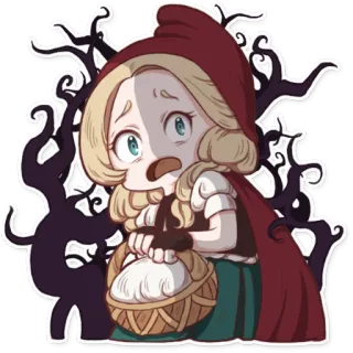 😱 Little Red Riding Hood Märchen, Rotkäppchen, Cartoon, Chibi, Wald, Mädchen whatsapp sticker