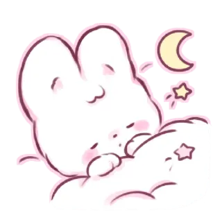 💤 귀여운, 졸린, 토끼, 달, 별, 카와이, 동물, 만화 telegram sticker