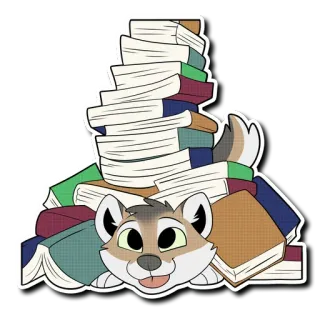 📚 animal, dessin animé, livres, lecture, chien, littérature, bibliothèque telegram sticker