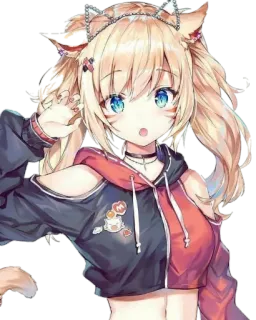 😗 Anime, Catgirl, Kawaii, Lucu, Gadis, Ilustrasi telegram sticker