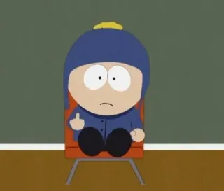 🖕 Craig Tucker South Park cartoon, middle finger, offensive gesture, character, animated, tv show telegram sticker